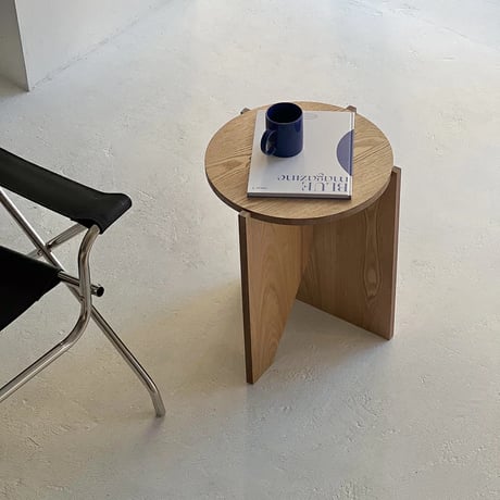 table-03077　Geometric Natural Side Table