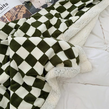 blanket-03040　Checkered Flag Boa Blanket 210×240
