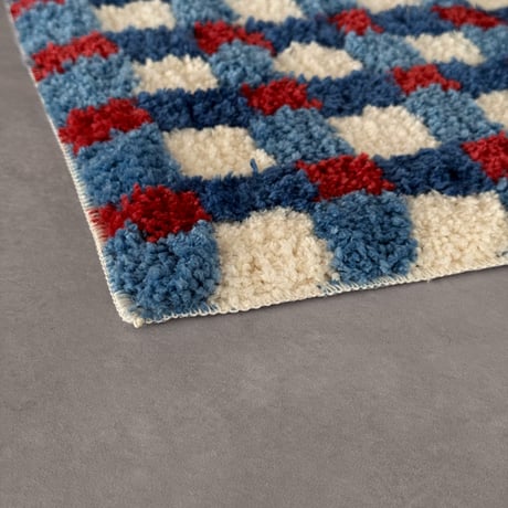 rug-03102　Blue×Red Check Design 45×70cm