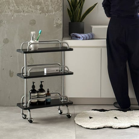 wagon-03039　3-Tier Wood Shelf Wagon with Casters
