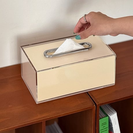 tissuebox-03050　Clear Cover Silver Ball Tissue Case