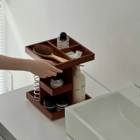 rack-03098　Natural Wood 360 Degree Rotating Desktop Storage Rack