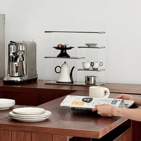 rack-03126　Stainless×Clear Plate Display Rack