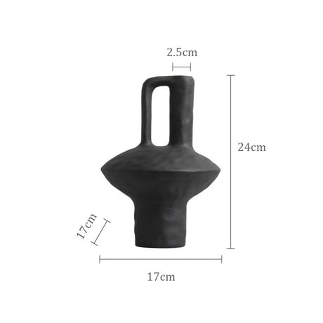 flowervase-03308　Matte Black Flower Vase With Handle