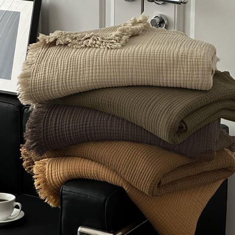 blanket-03049　Fringe Double Gauze Blanket 200×150