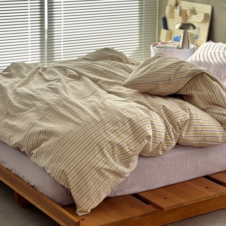 beddingsets-03114　Beige×Purple Stripe Bedding Sets