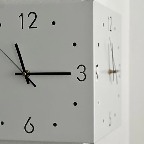 clock-03072　White Corner Double-Sided Clock