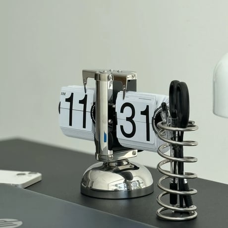 clock-03042　Stainless Steel Flip Table Clock