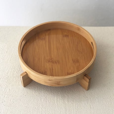 tray-03108　Stand Bamboo Round Tray