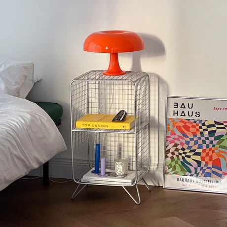 rack-03038　Silver Steel Mesh 2 Tier Rack with Stand