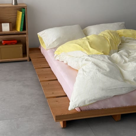 beddingsets-03155　Yellow Pencil Stripe Reversible Duvet Cover Set 【Selectable Color Sheets】