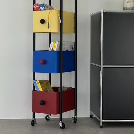 wagon-03031　4Tier Steel Storage Rack With Casters