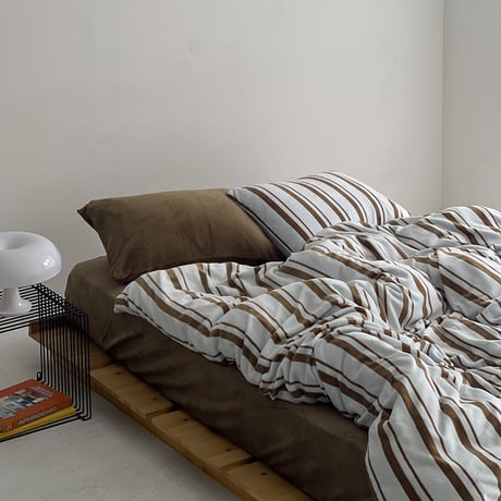 beddingsets-03061　Mint×Brown Warm Stripe Bedding Sets