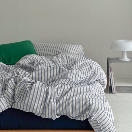 beddingsets-03035　White×Blue Cluster Stripe Bedding Sets
