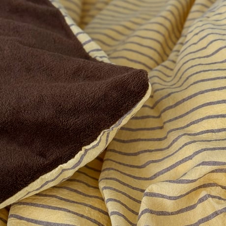 beddingsets-03133　Warm Thick Fiber Brushed Pencil Stripe Bedding Set (Yellow/Brown)