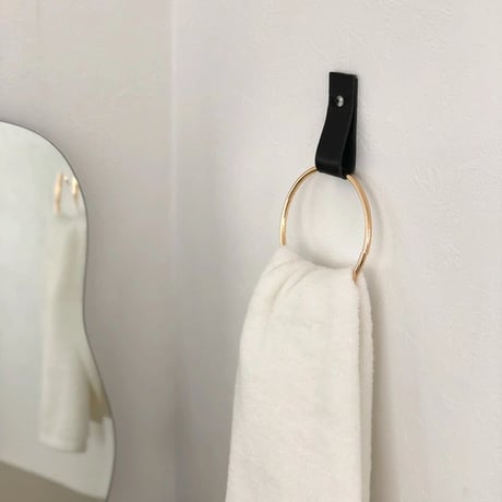 interior-03106　Leather×Metal Ring Towel Hanger