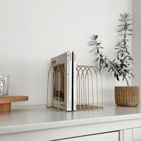 magazinerack-03010　Arch Iron Bookstand Magazine Rack Gold