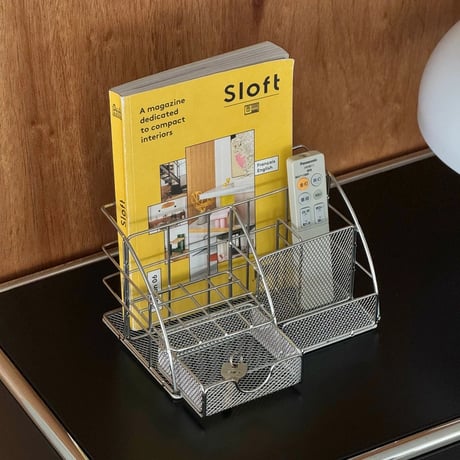 stationery-03024　Silver Steel Desk Organizer