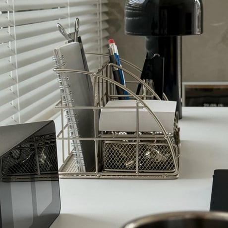 stationery-03024　Silver Steel Desk Organizer