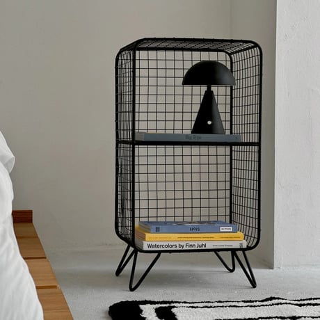 rack-03061　Black Steel Mesh 2Tier Rack with Stand