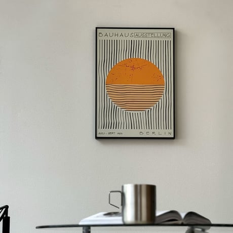 poster-03124　Retro Bauhaus Vintage Sunset Black Frame Art Poster 50×35