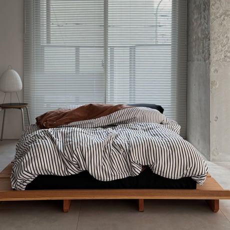 beddingsets-03127　stripe×black×brown Reversible Stripe Bedding Set