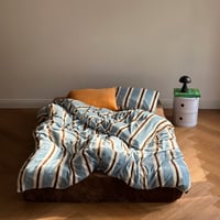 beddingsets-03073　Blue Thick and Thin Stripe Warm Bedding Sets