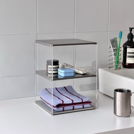 rack-03125　2-tier Stainless×Clear Plate Display Rack
