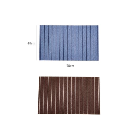 mat-03115　Pencil Stripe Brown Blue Door Mat 45cm×75cm