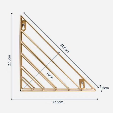wallrack-03001　Iron Triangle Wall Magazine Rack Gold Wall Mounted