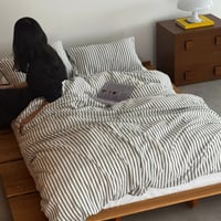 beddingsets-03107　Black×White Stripe Bedding Sets