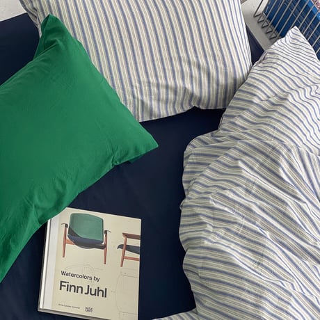 beddingsets-03035　White×Blue Cluster Stripe Bedding Sets