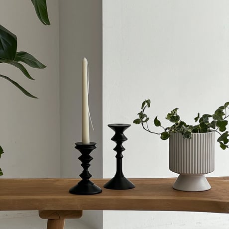 candle-03112　Wood Candle Stand Black 3 Types
