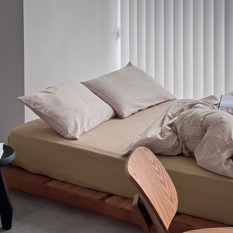 beddingsets-03165　Ecru Stripe×Sand beige Striped Bedding Set