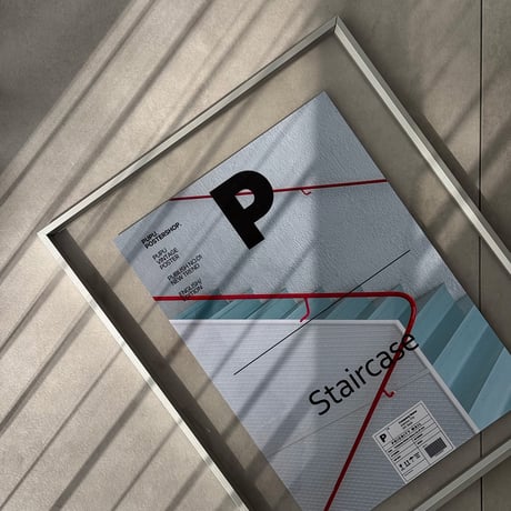 poster-03190　Staircase on  Silver Frame Art Poster 50×40cm