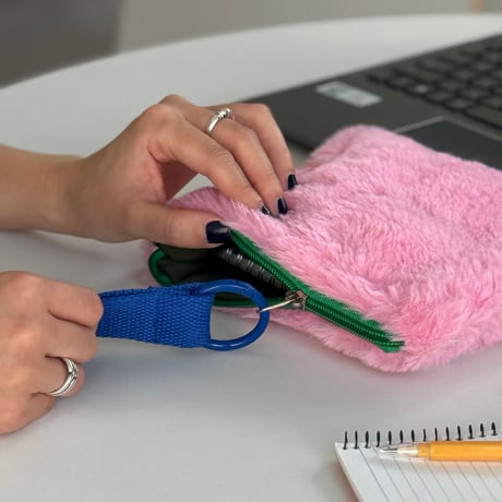 pouch-03001　Eco Fur Pouch Pen Case with Strap
