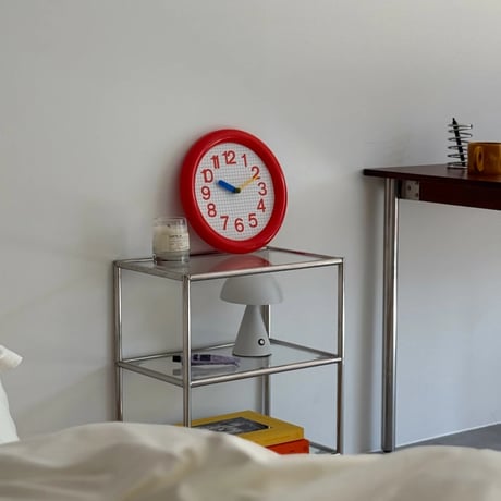 clock-03102　Color Needle Grid Pattern Round Wall Clock