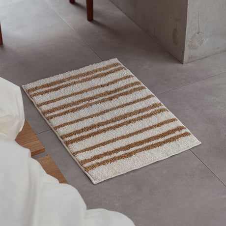 mat-03091　Thick And Thin Stripe Rug Natural Brown 40×60cm