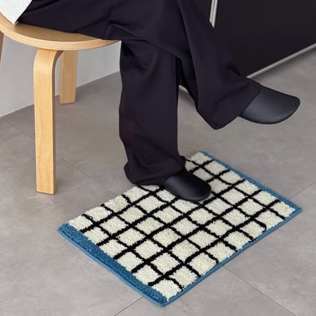 mat-03105　Blue Line Graphcheck Rug 40x60cm