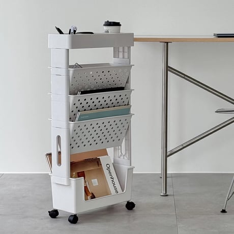 wagon-03027　Double Side Pocket Slim Wheeled Cart