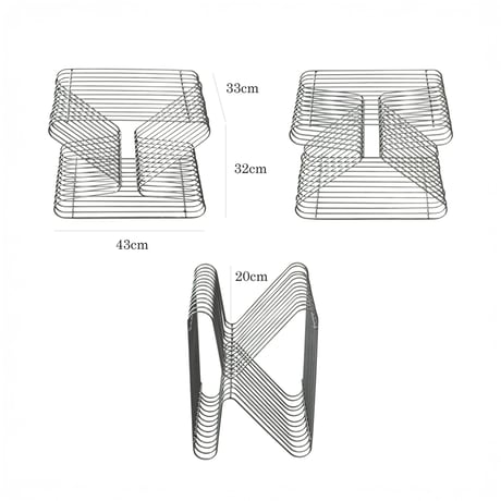 table-03230　Hourglass-shaped wire rack side table magazine rack