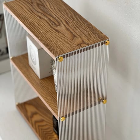 rack-03046　Clear×Wood 3Tier Display Rack