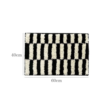 mat-03101　Black & White Tile Checkered Rug 40x60cm