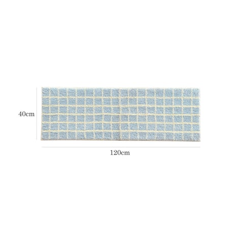 rug-03104　Light blue×White Tile Pattern Long Rug 40×120cm
