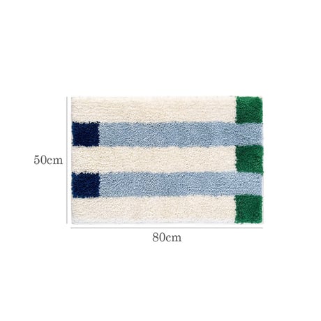mat-03107　Blue×Green×Off White Rug 50x80