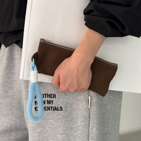 stationery-03049　Canvas Pencil Pouch with Fluffy Strap