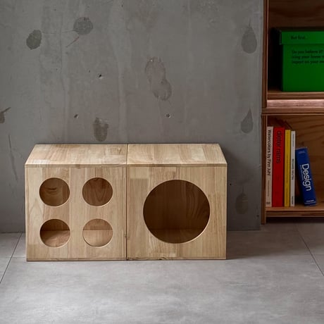 stool-03064　Outcut Unit Box Natural Wood Display Box