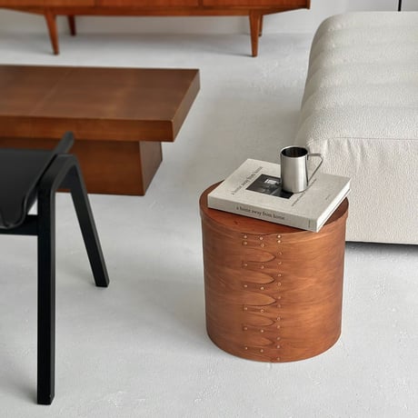 table-03102　Natural Wood SHAKER BOX Side Table Brown