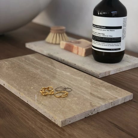 plate-03059　Italian Natural Marble Travertine Stone Plate Tray 30x15
