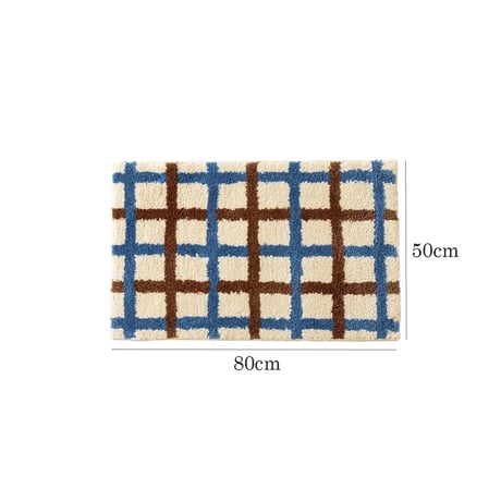 mat-03102　Blue×Brown Graphcheck Rug 50cm×80cm